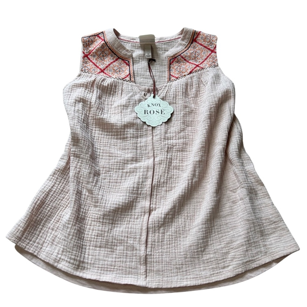 NWT light pink embroidered sleeveless blouse tank top size M medium Knox Rose